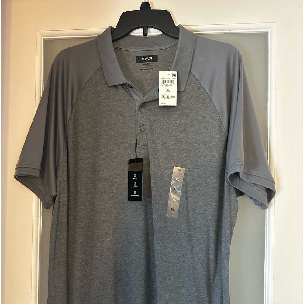NWT Men’s Alfatech by Alfani gray polo shirt